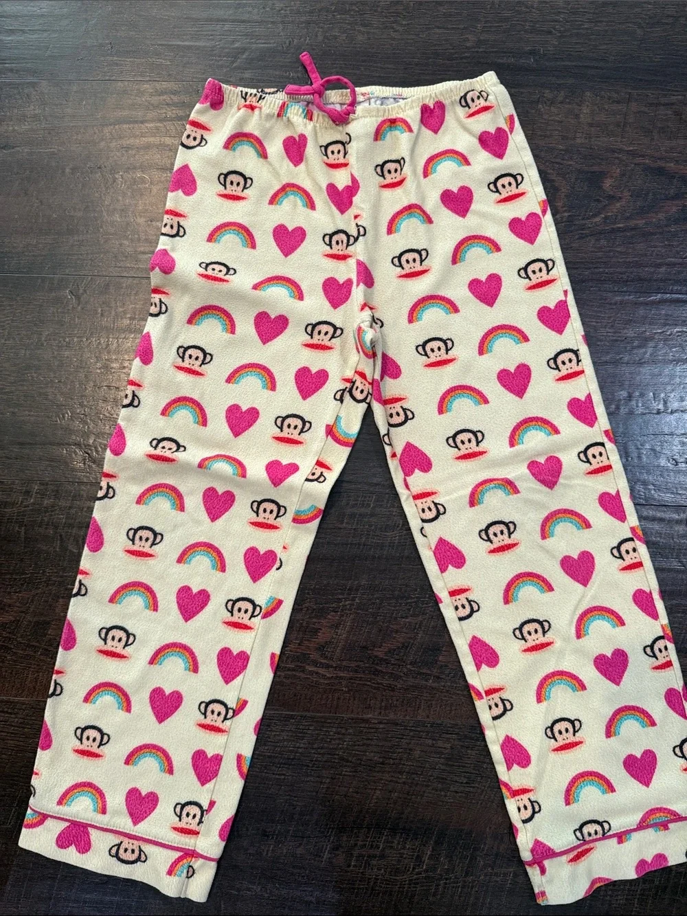 Paul Frank Cream Pajama Set with Pink Hearts & Rainbow Motifs